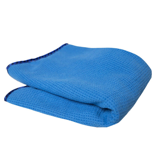MIC708 Waffle Weave Glass and Windor Microfiber Towel, Great for Cars, Trucks, SUVs, RVs & More, Blue (24"x16")